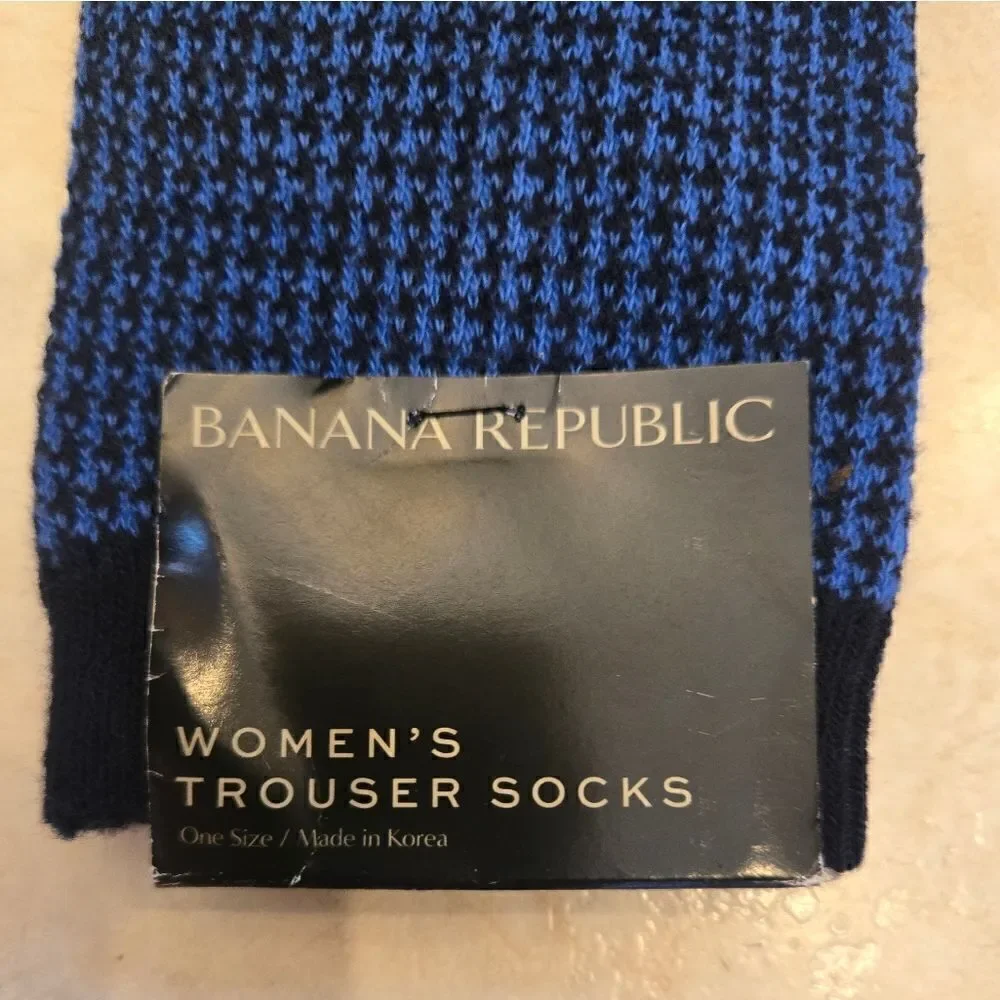 Banana Republic Houndstooth Trouser Sock Navy NWT